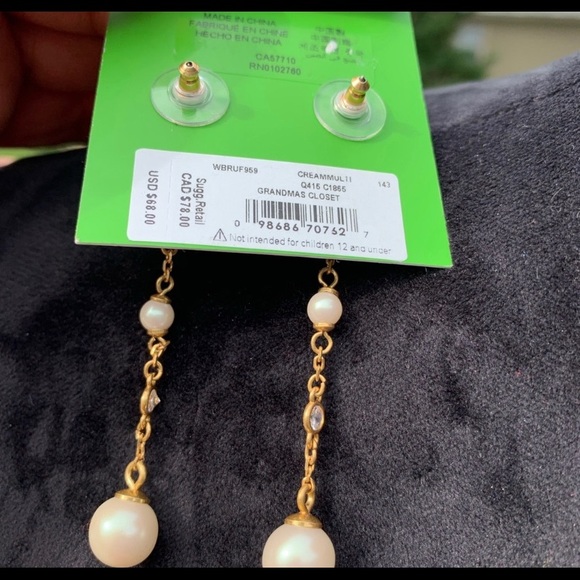 Kate Spade gold and faux pearl drop earrings - Picture 3 of 5